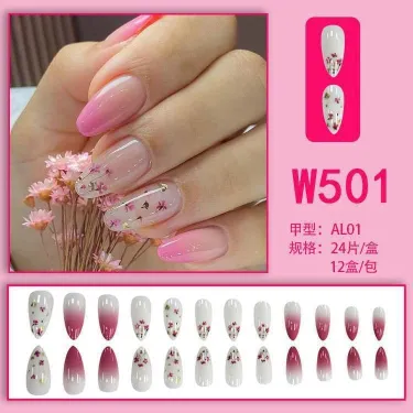 24 Pcs Trendy Fake Nails Set  (1 Set) 